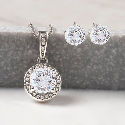 Eternal Hope Necklace + Clear CZ Earrings